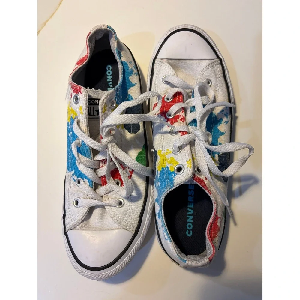 Converse Chuck Taylor All Star Low Top Paint Splatter Canvas Sneakers Youth Size